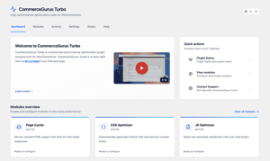 CommerceGurus Turbo Plugin Dashboard