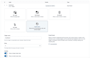 Dwell Popup Trigger Settings