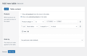 Combing product selection controls