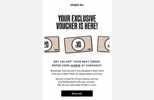 Simply Be Post Purchase Email