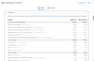 PageSpeed Insights 3rd Party Scripts Report