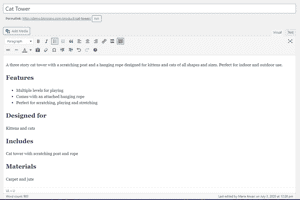 WooCommerce product long description