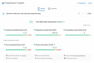 LCP Testing in PageSpeed Insights