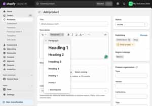 Shopify editor