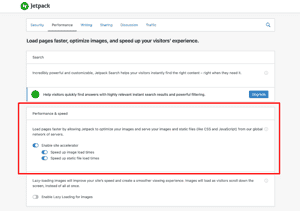 Jetpack Performance Tab