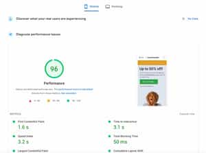 PageSpeed Insights Result