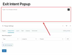 Default WordPress Popup Editor Interface