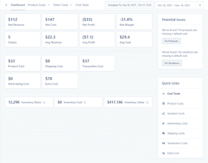 Cost dashboard
