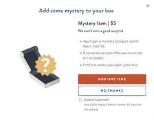 Mystery item popup feature