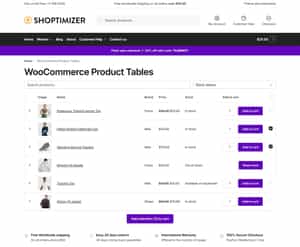 Shoptimizer Theme Table Preview