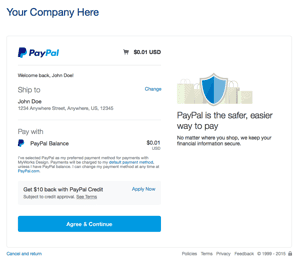 Paypal Payment Screen
