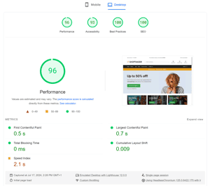 PageSpeed Insights Test Results Before FlyingPress Desktop
