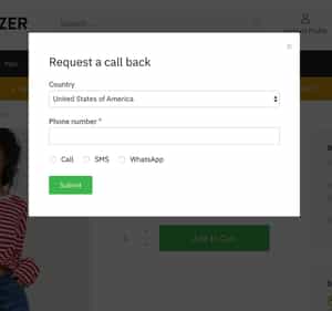 Includes a Request a call back option