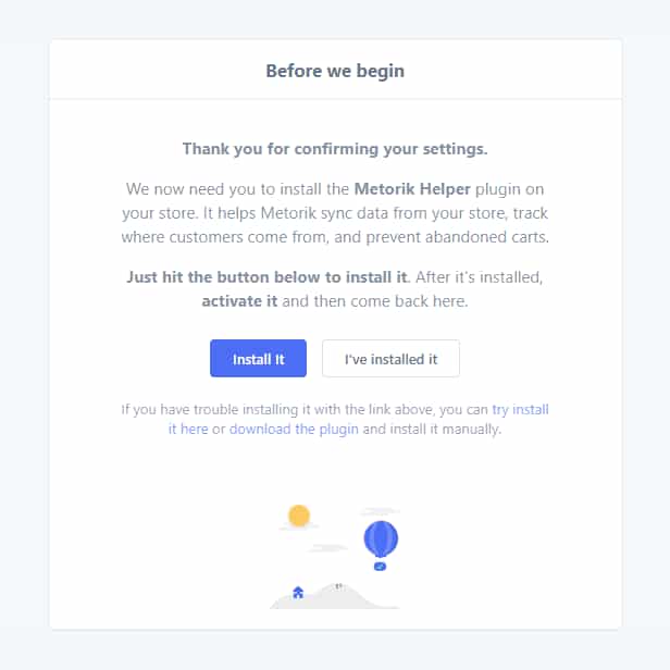 Metorik sign up wizard