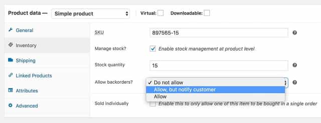 You can switch on backorders at a product level and alert customers that it is the case