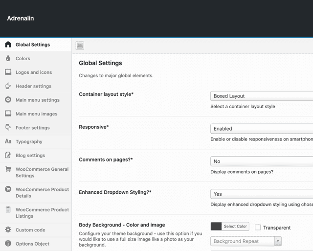 Brilliant theme options