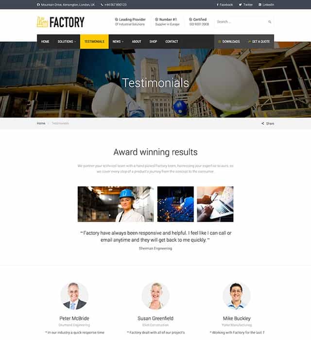 Factory Testimonials