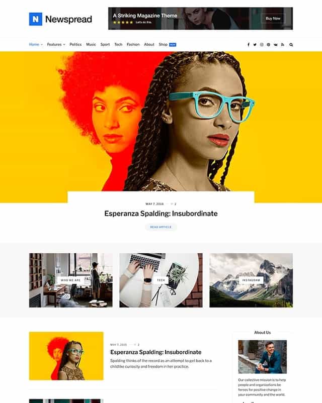 Newspread homepage