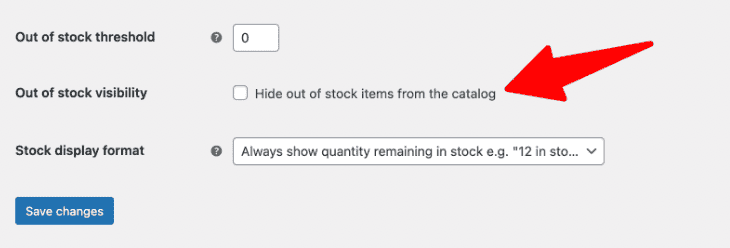 Out of stock visibility option