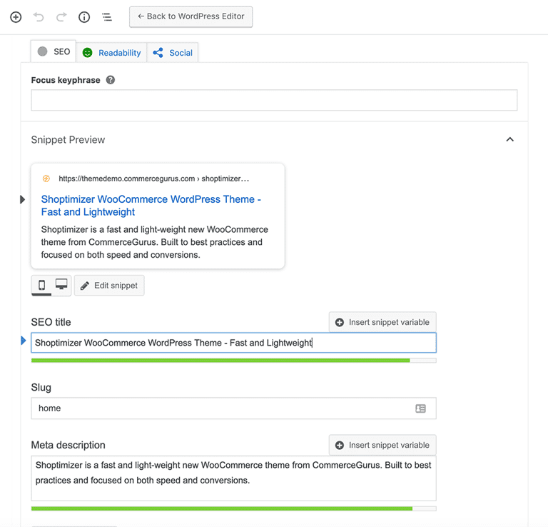 Editing a page title with Yoast SEO