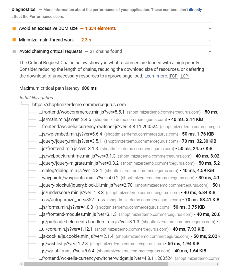 Avoid chaining critical requests