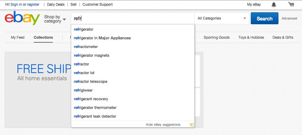 eBay's Search Tool