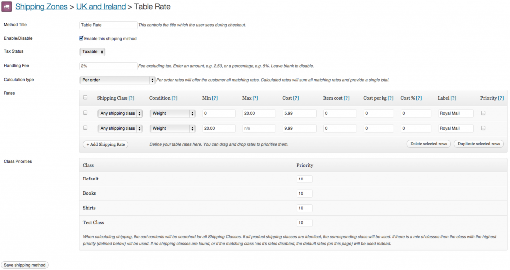 Table Rate Shipping overview