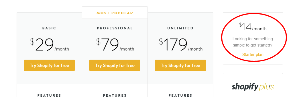 Shopify pricing