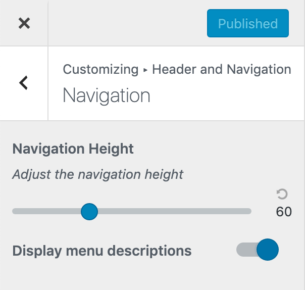 Menu descriptions theme option