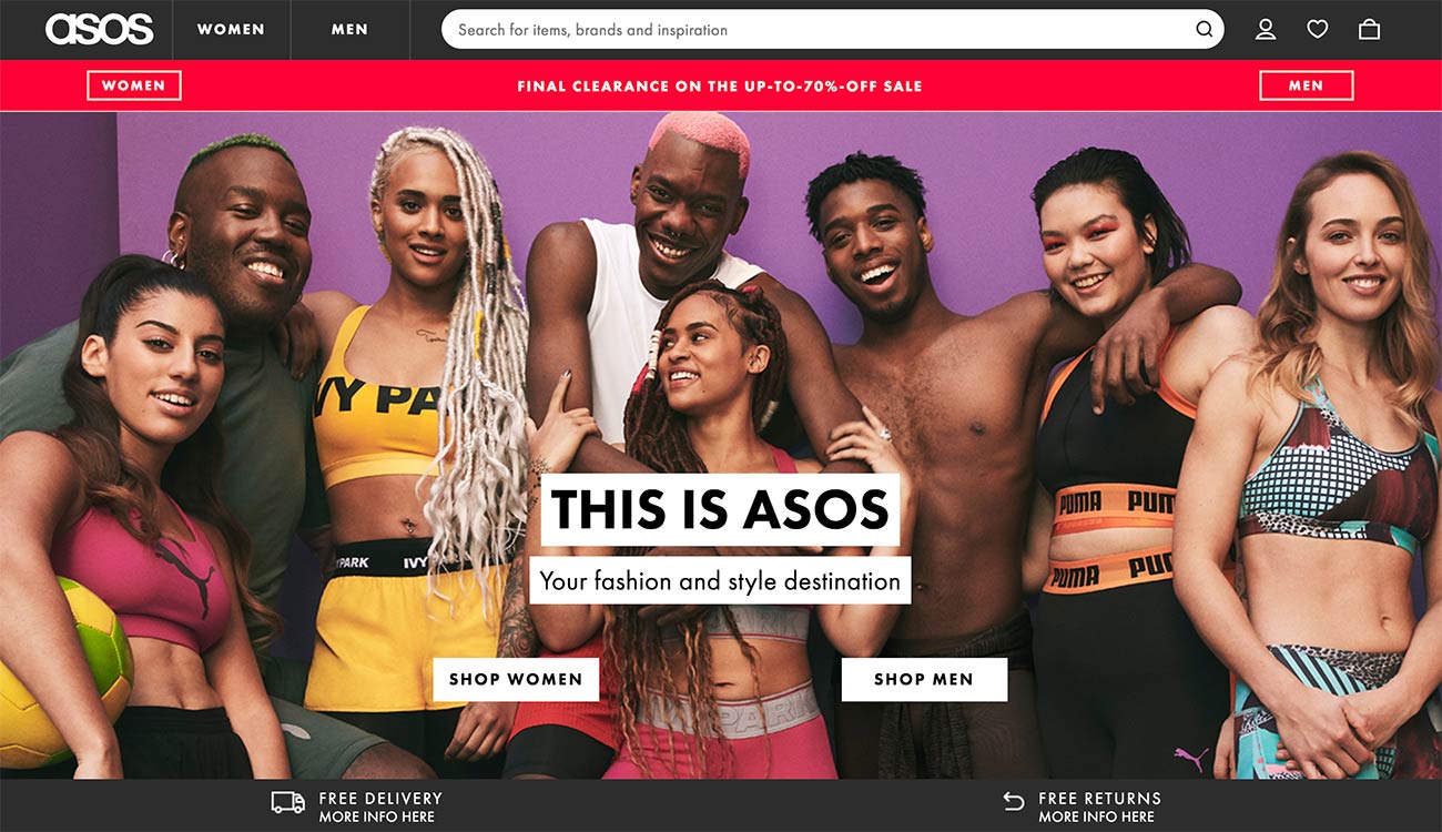 ASOS homepage screenshot (without any sliders)