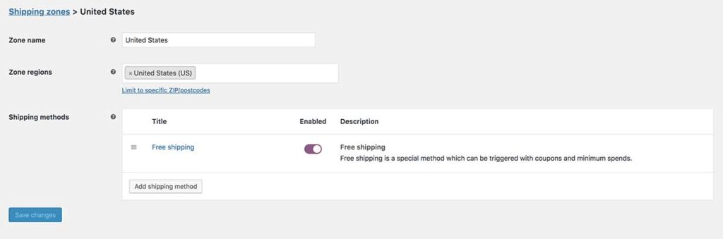 Creating a United States shipping zone