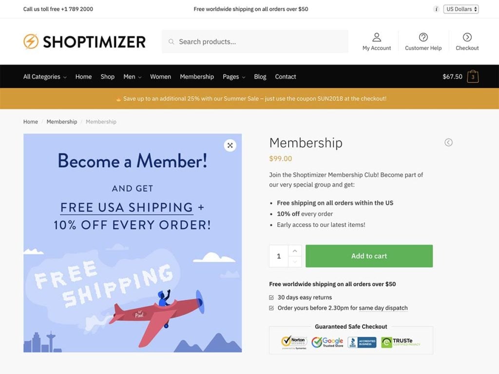 Using the WooCommerce Memberships plugin with our Shoptimizer WooCommerce theme