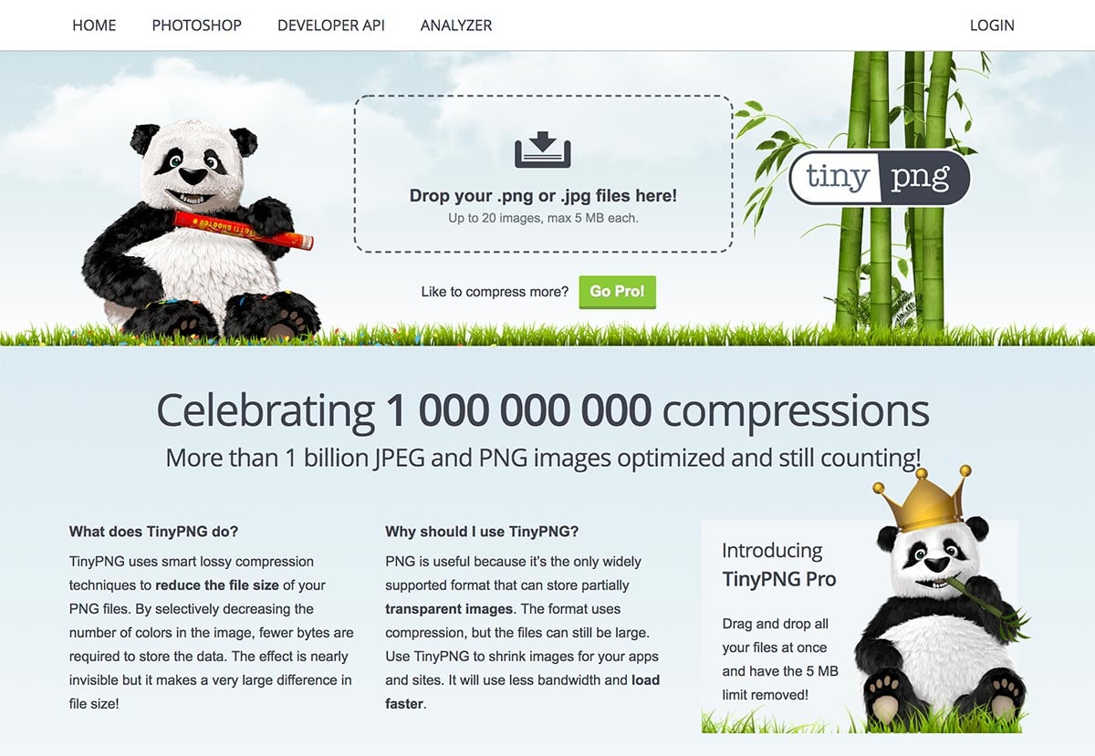 TinyPNG will batch optimize images for you in one go, significantly reducing their size
