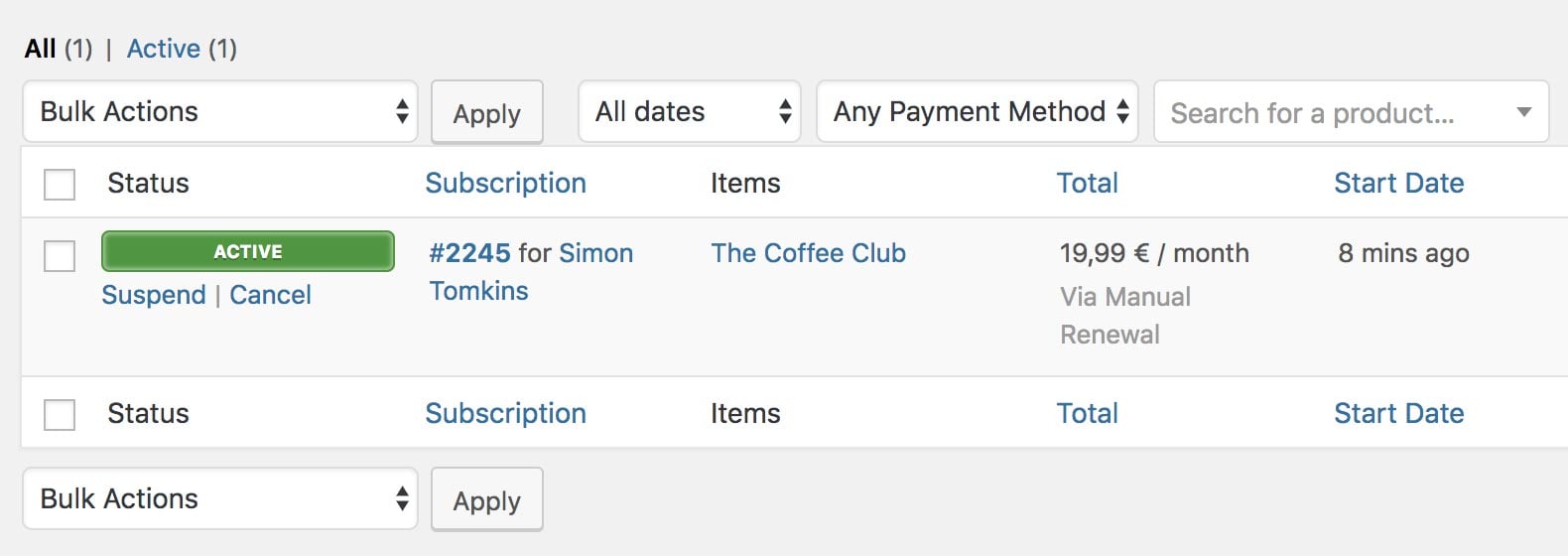 WooCommerce subscriptions information for store owners