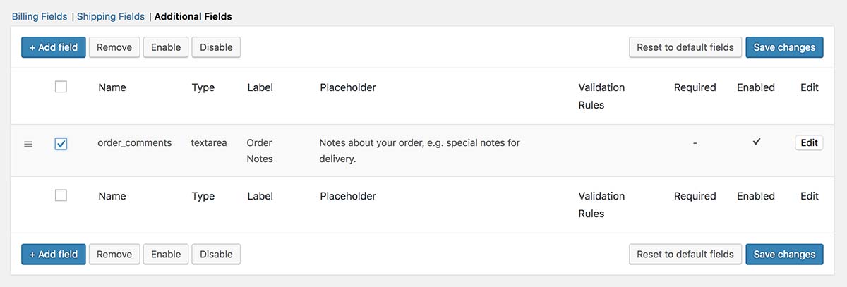 Using the Advanced Checkout Fields plugin to remove the Order Notes option