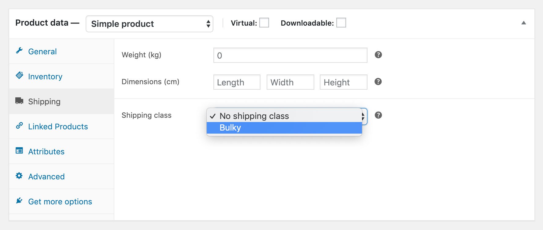 Apply a WooCommerce shipping class to a product