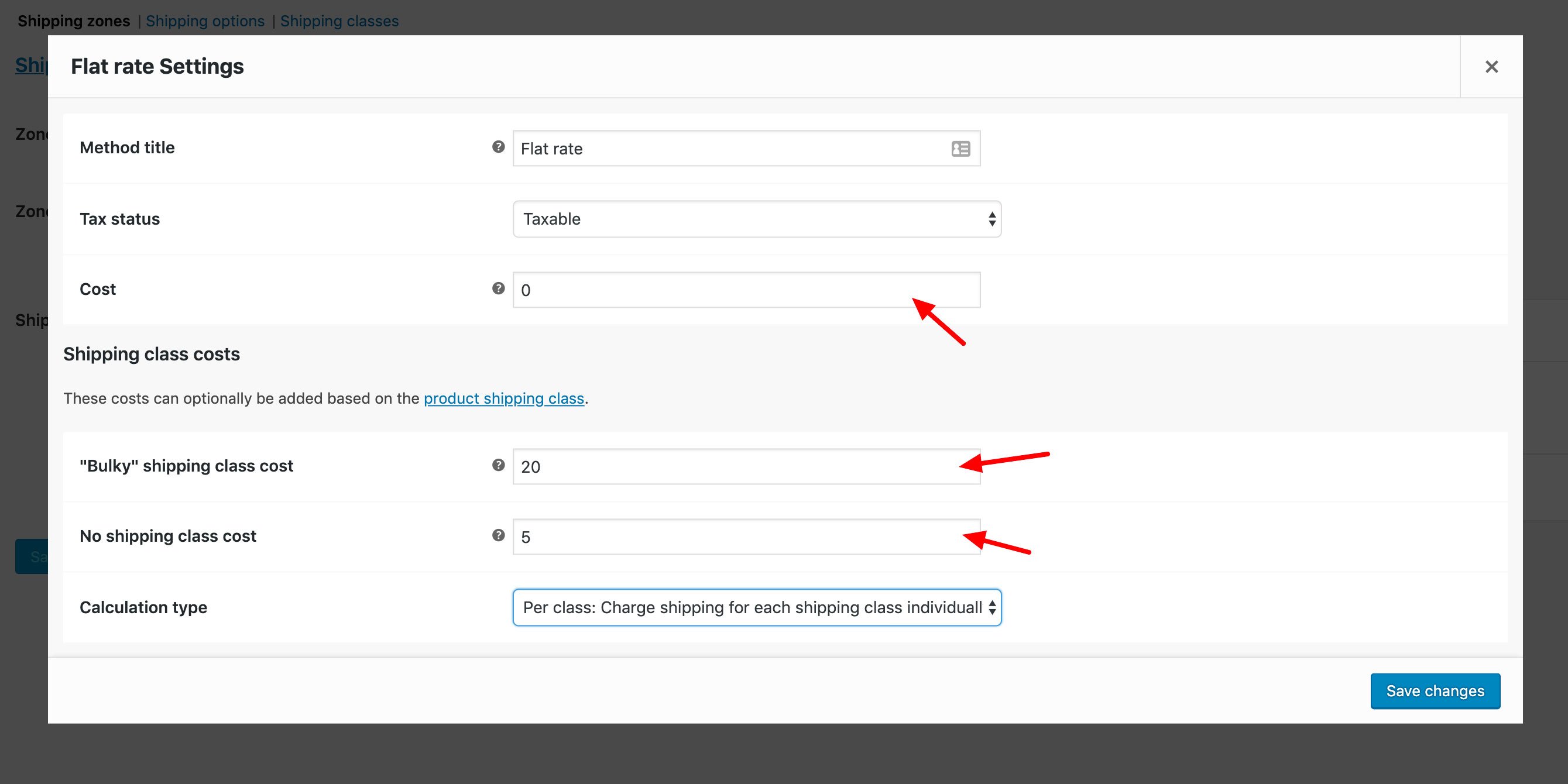 Adding rates to each shipping class