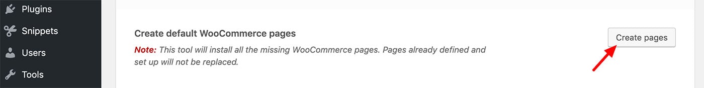 Adding any missing WooCommerce pages