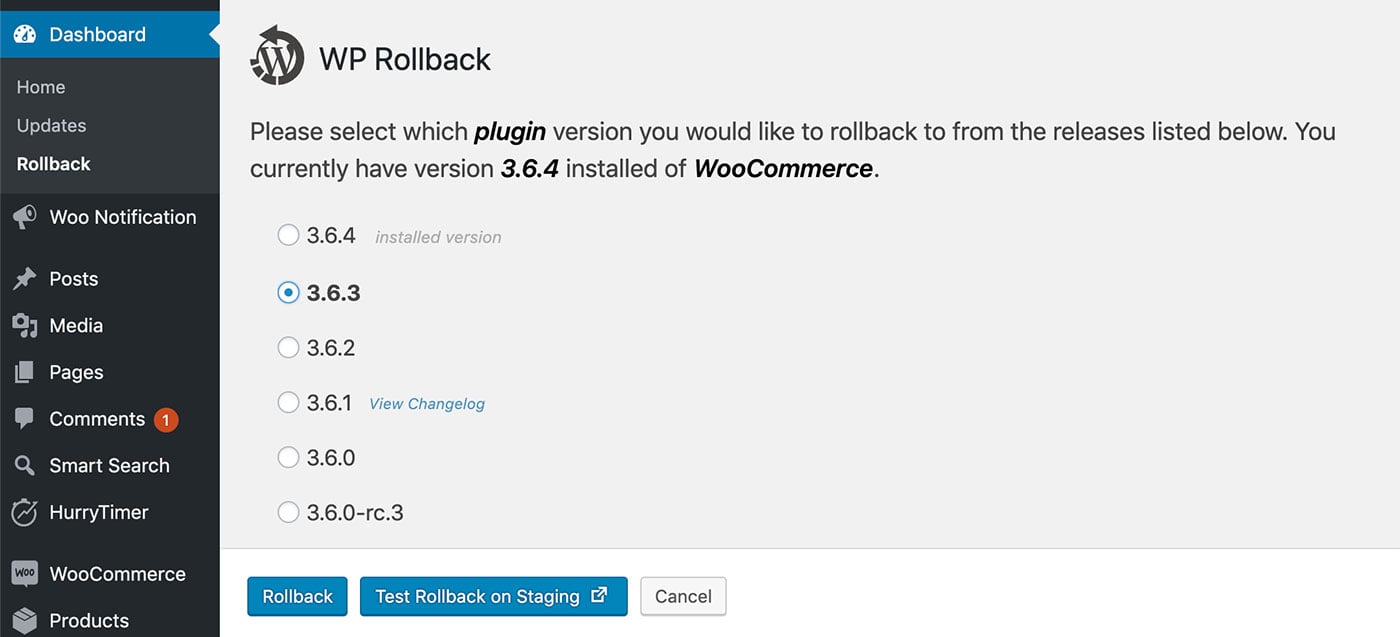 The WP Rollback Plugin