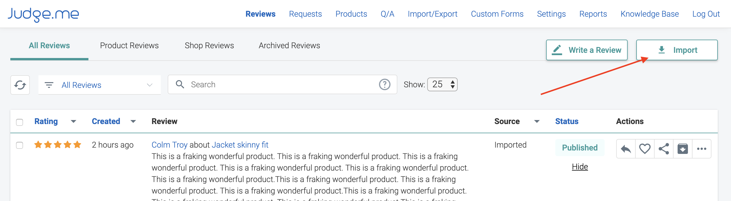 Reviews import