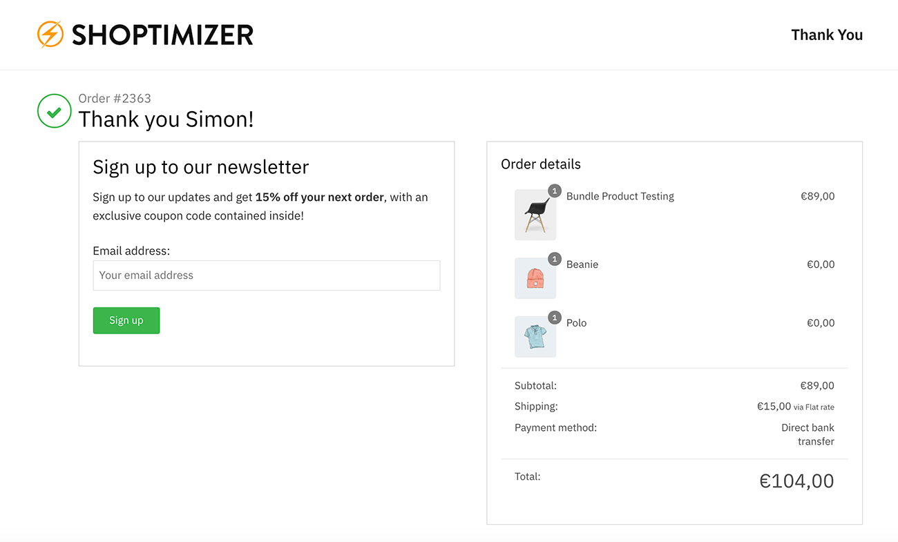 Previewing the initial result