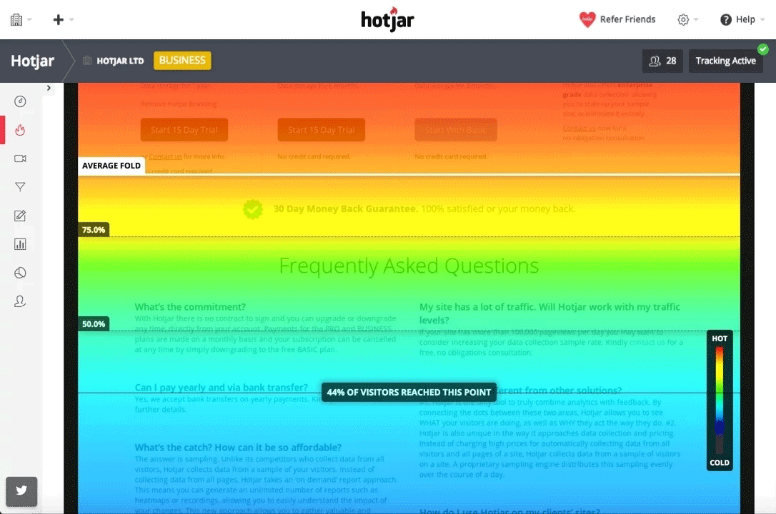 Using Hotjar to track user behavior