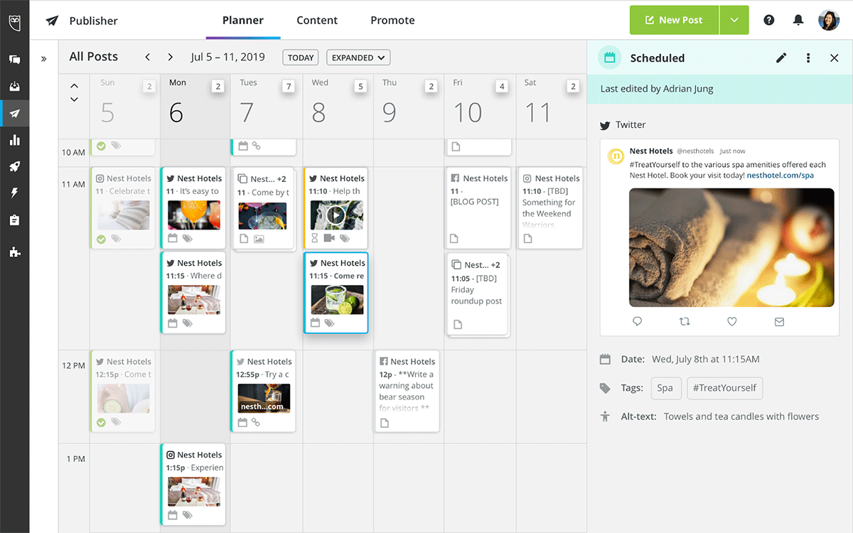 Hootsuite scheduling table