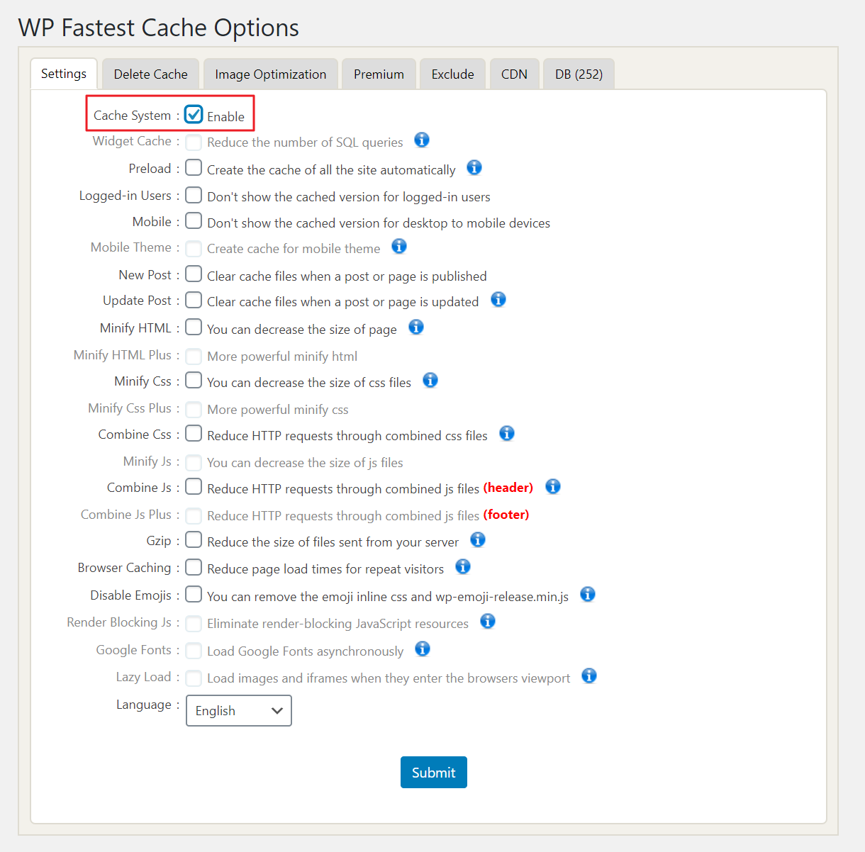 Enable caching