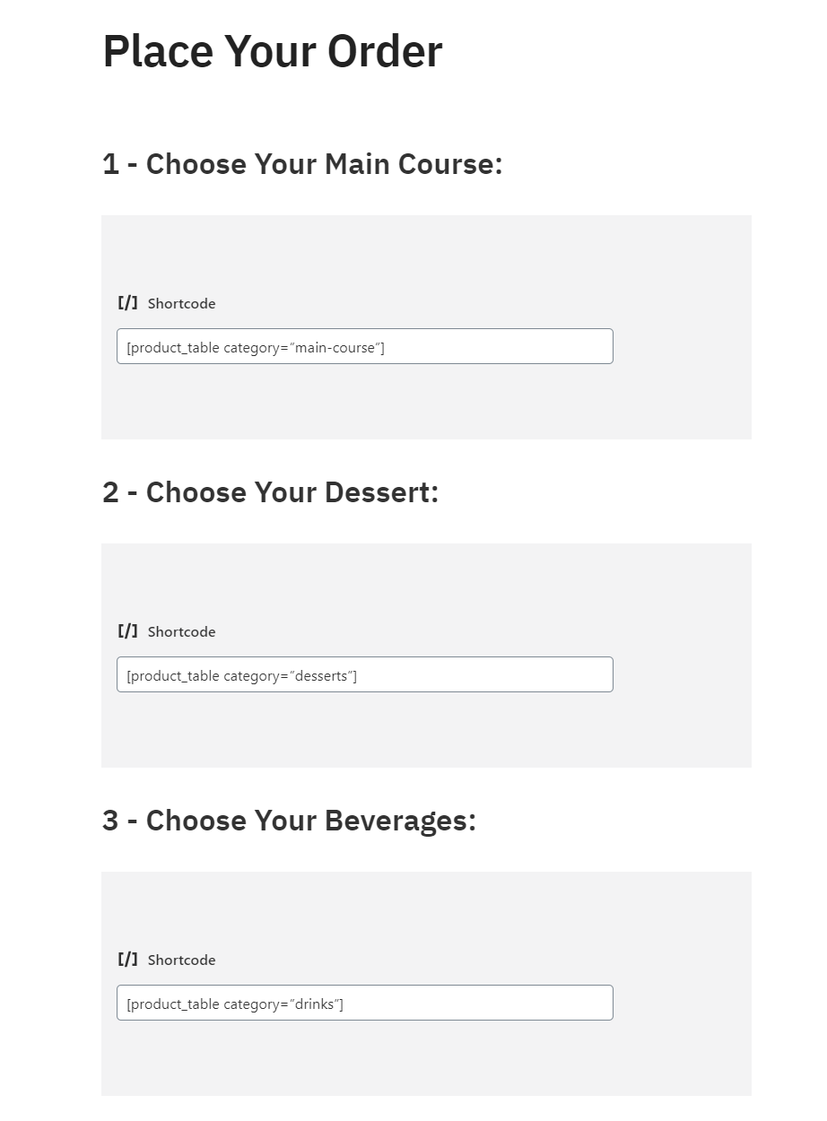Shortcodes in Gutenberg editor.