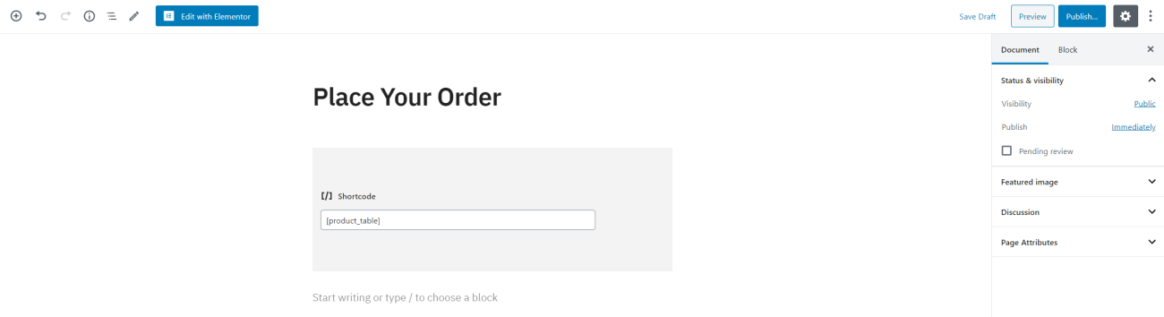 Shortcode in Gutenberg editor.