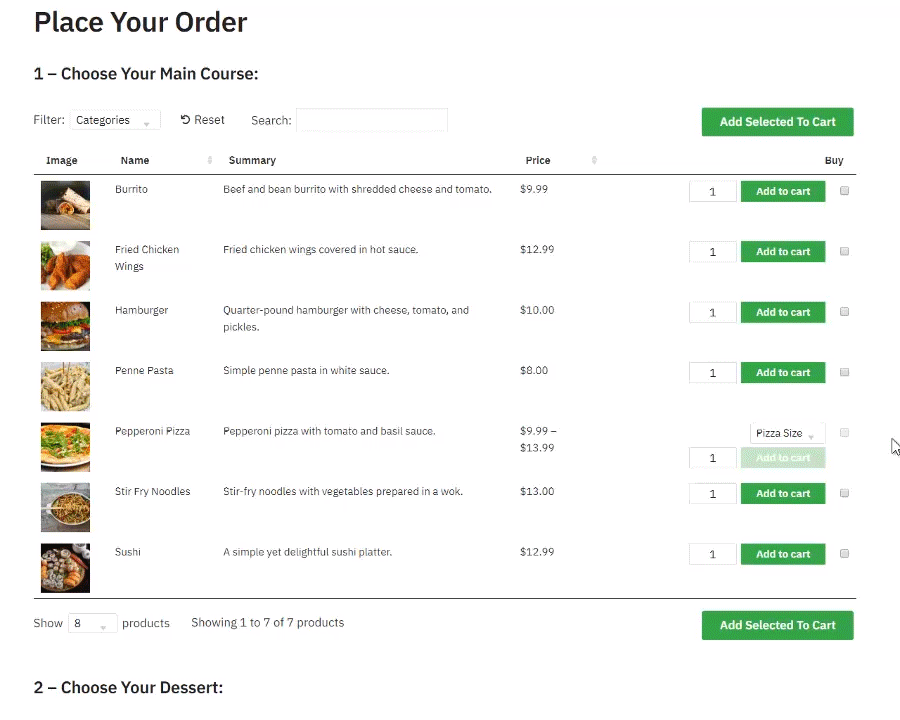 Online food ordering system