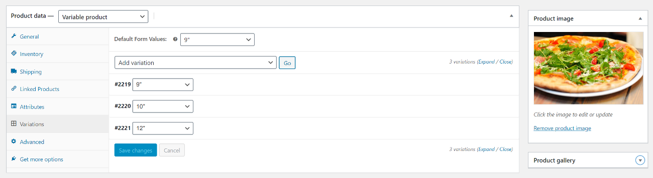 WooCommerce variable product