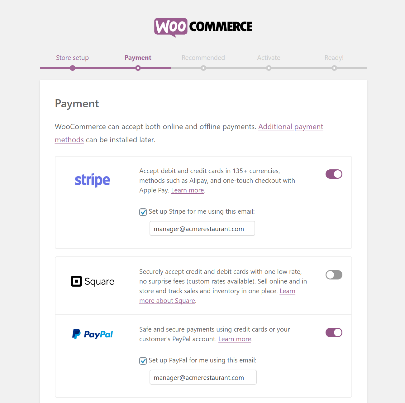 WooCommerce online payment options