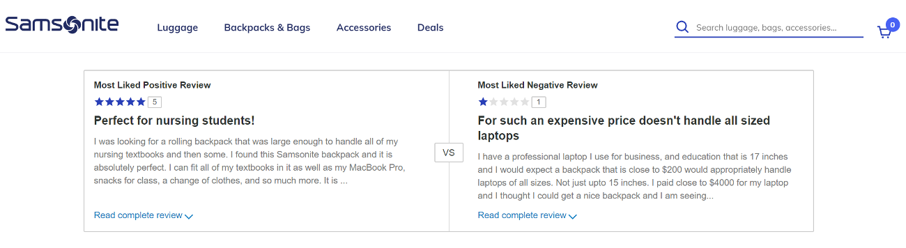 Positive and negative reviews example